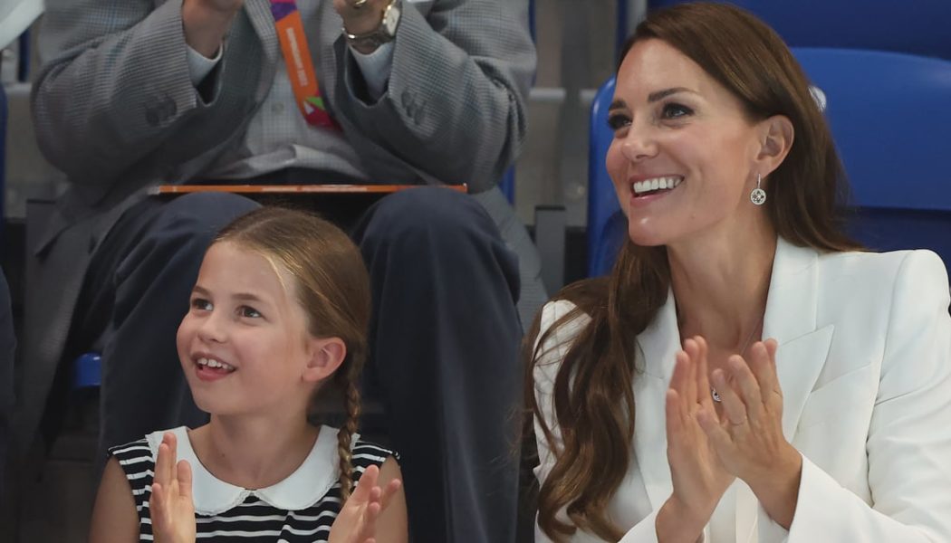 Princess Charlotte and Kate Middleton Match in Monochrome at Commonwealth Games