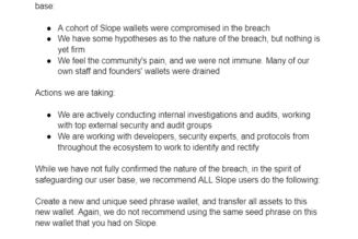 Slope wallets blamed for Solana-based wallet attack