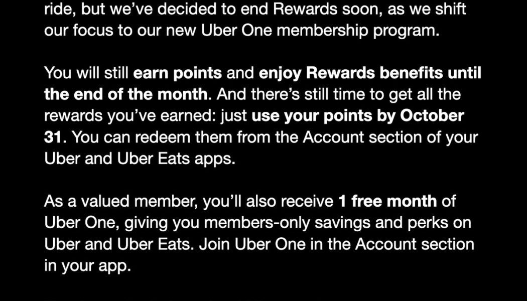 Uber is shutting down its free loyalty program later this year