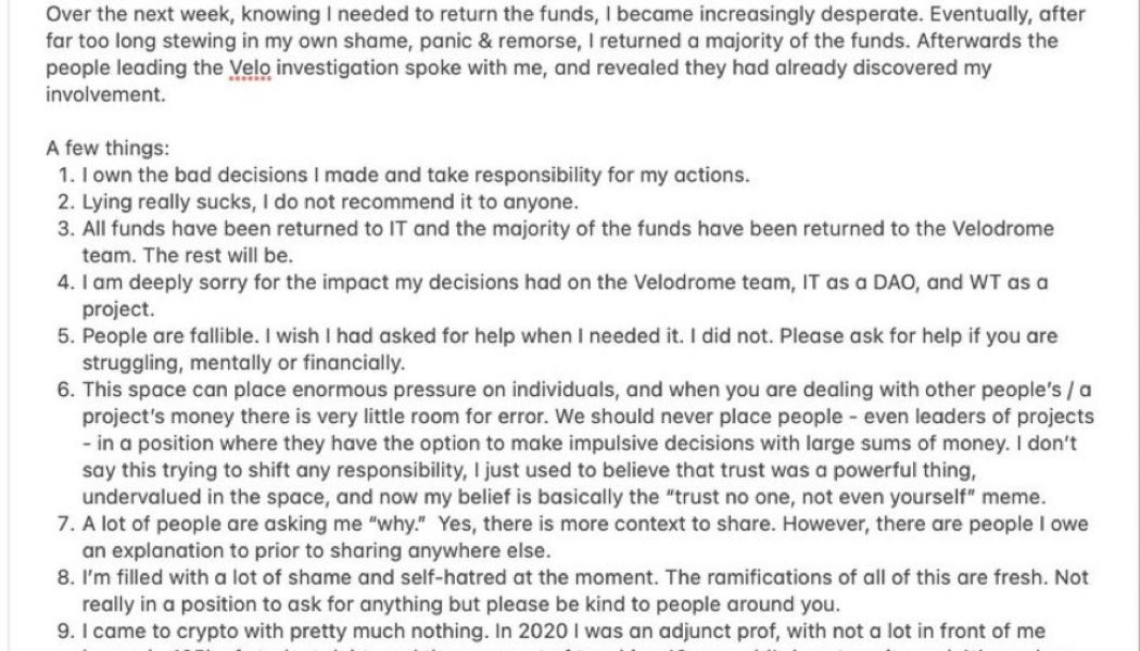 Velodrome recovers $350K stolen funds from team member Gabagool