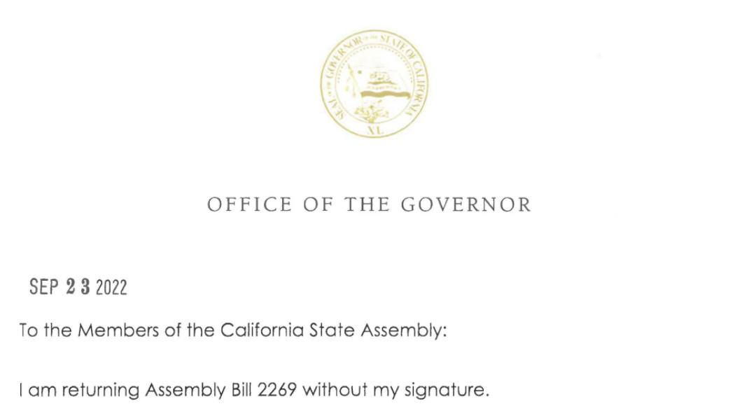 California Gov. Newsom vetoes crypto licensing and regulatory framework
