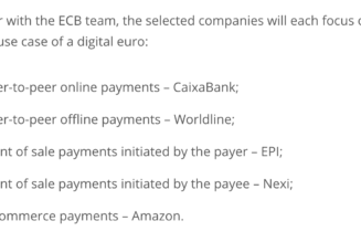 European Central Bank chooses Amazon and 4 other firms to prototype digital euro app