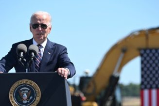President Joe Biden speaks after groundbreaking for Intel’s $20 billion semiconductor plant