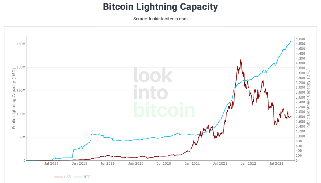 Bitcoin Lightning Network capacity strikes 5,000 BTC