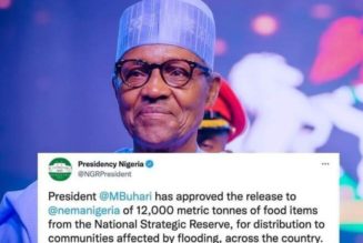 Flooding: Buhari Releases 12,000 Metric Tonnes Of Food To Victims