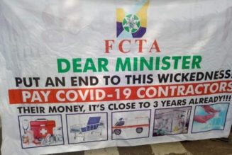 PHOTOS: COVID-19 Contractors Protest Non-payment In Abuja