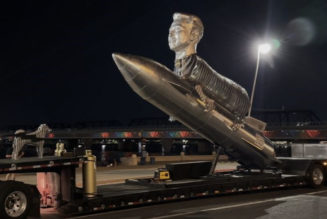 Crypto Nerds Built Elon Musk a $600,000 Statue of His Head on a Doge Riding a Rocket