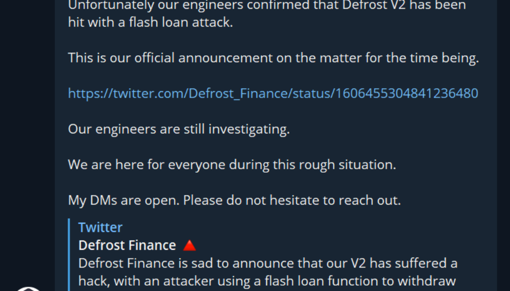 DeFi flash loan hacker liquidates Defrost Finance users causing $12M loss