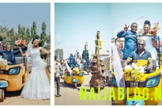 PHOTOS: Funny as young man decided to ride Keke for his wedding in Enugu State, instead of car