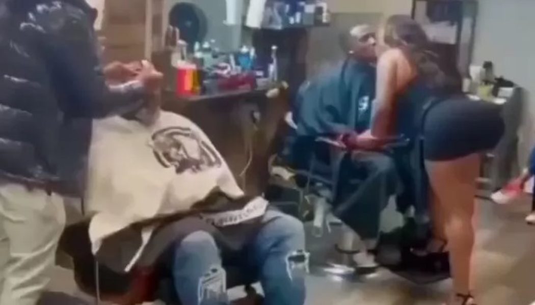 See The Barbershop Where Sexy Ladies Kisses Men (VIDEO)