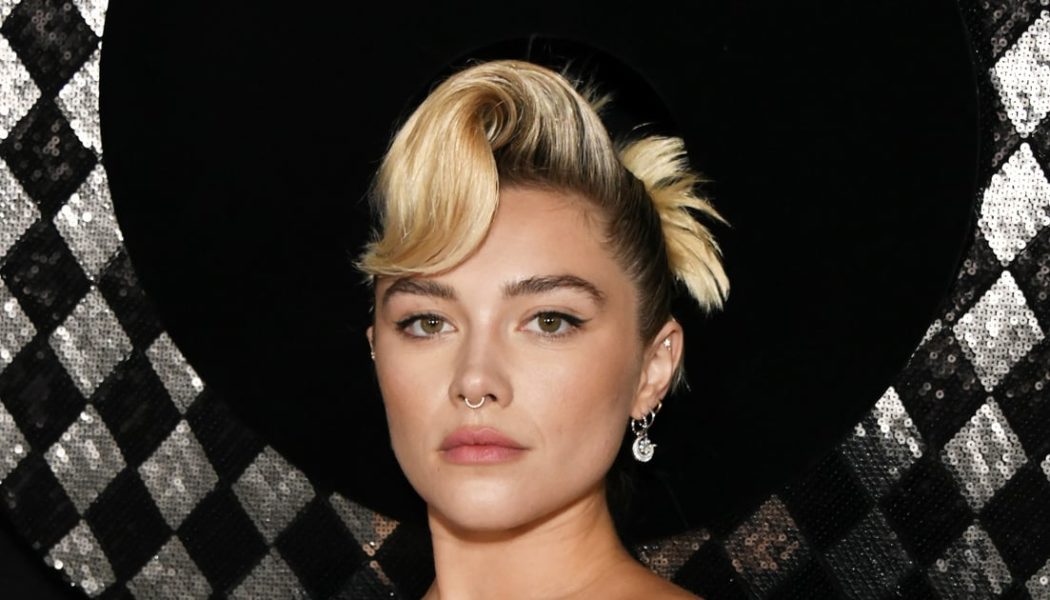 Florence Pugh Opens London Fashion Week Wearing a Cutout Corset and Sequinned Cape