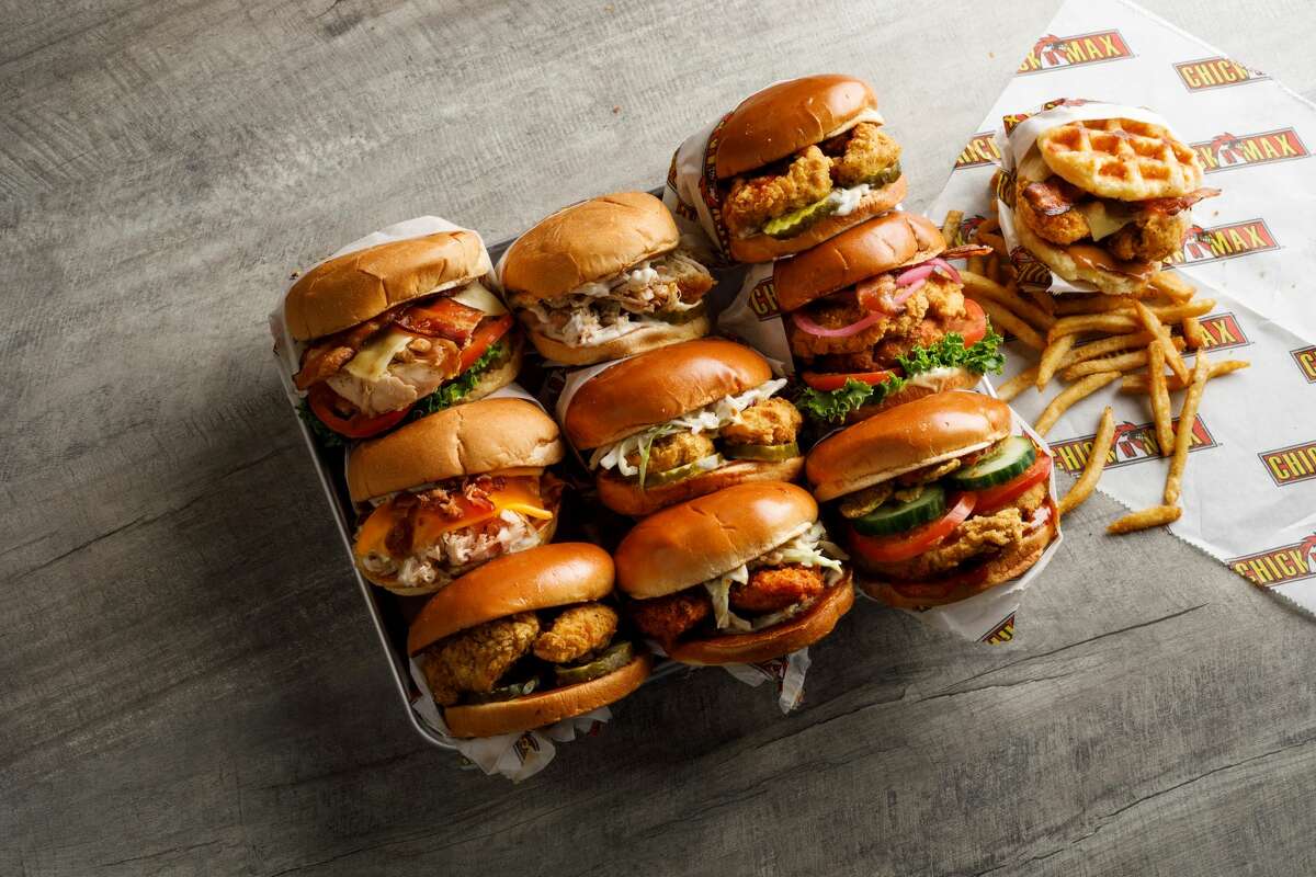 Chef-crafted sandwiches at Chick N Max feature almond wood smoked chicken or fried chicken tenders with a variety of toppings and sauces.