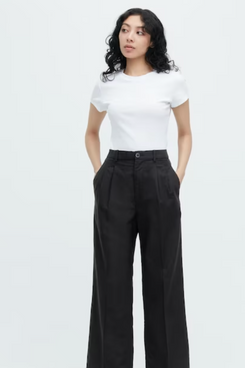 Uniqlo Linen Blend Tucked Wide Pants