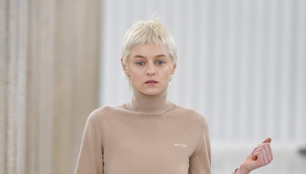 Emma Corrin Models the Trouser-Less Trend in Sequin Knickers on the Miu Miu Runway