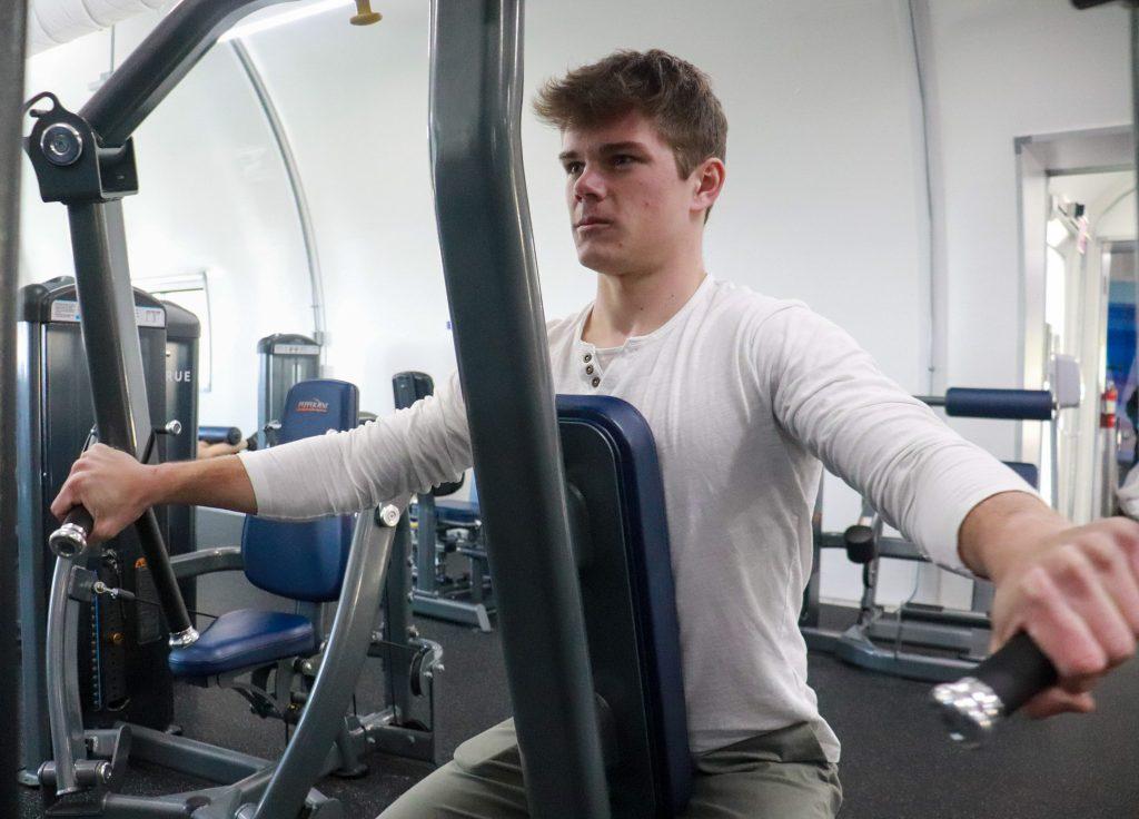 Nelson practices his weight training at the Pepperdine Fitness Center on Feb. 25. Students shared how physical exercise is a daily part of their routine that helps keep them feeling healthy and strong.