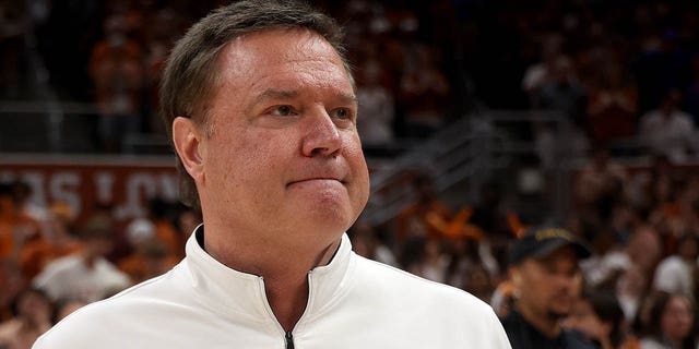 Head coach Bill Self of the Kansas Jayhawks stands on the court after Texas defeated the Kansas Jayhawks 75-59 at Moody Center on March 4, 2023, in Austin, Texas.