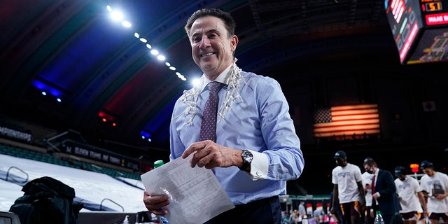 Iona head coach Rick Pitino walks off the court after Iona won a game against Fairfield during the finals of the Metro Atlantic Athletic Conference tournament March 13, 2021, in Atlantic City, N.J.