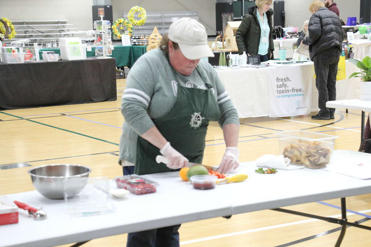 Cinamon Marker demonstrated how to make Fruit Salsa at the Tribune's Healthy Living Expo Saturday, March 11.