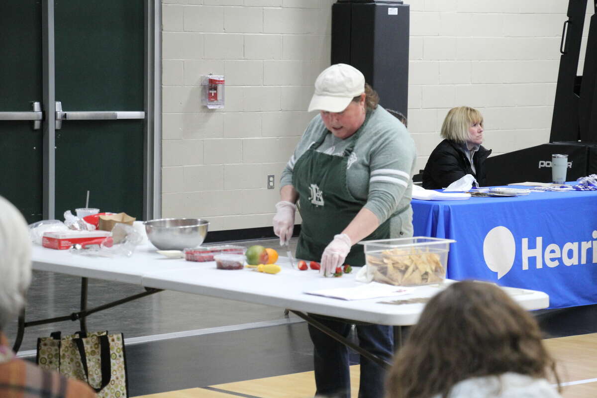 Cinamon Marker demonstrated how to make Fruit Salsa at the Tribune's Healthy Living Expo Saturday, March 11.