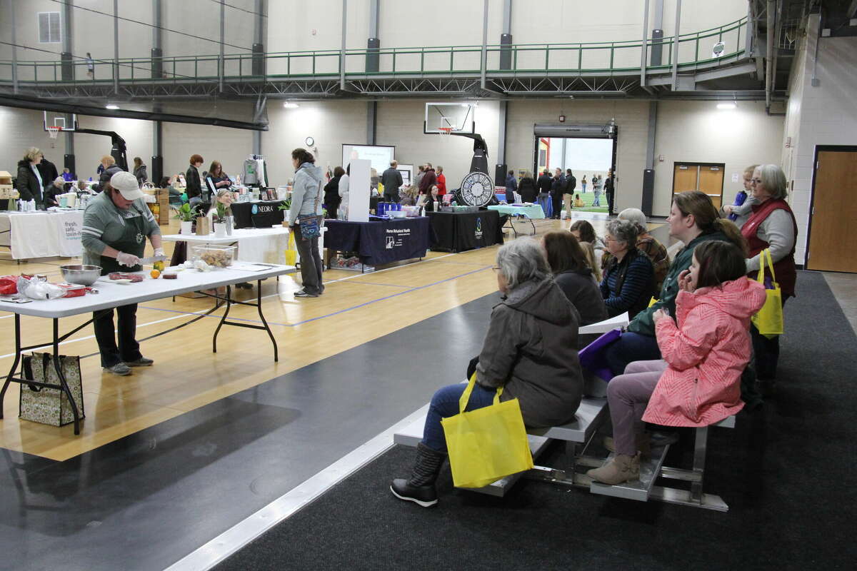 Cinamon Marker demonstrated how to make Fruit Salsa at the Tribune's Healthy Living Expo Saturday, March 11.