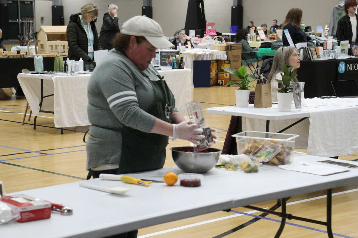 Cinamon Marker demonstrated how to make Fruit Salsa at the Tribune's Healthy Living Expo Saturday, March 11.