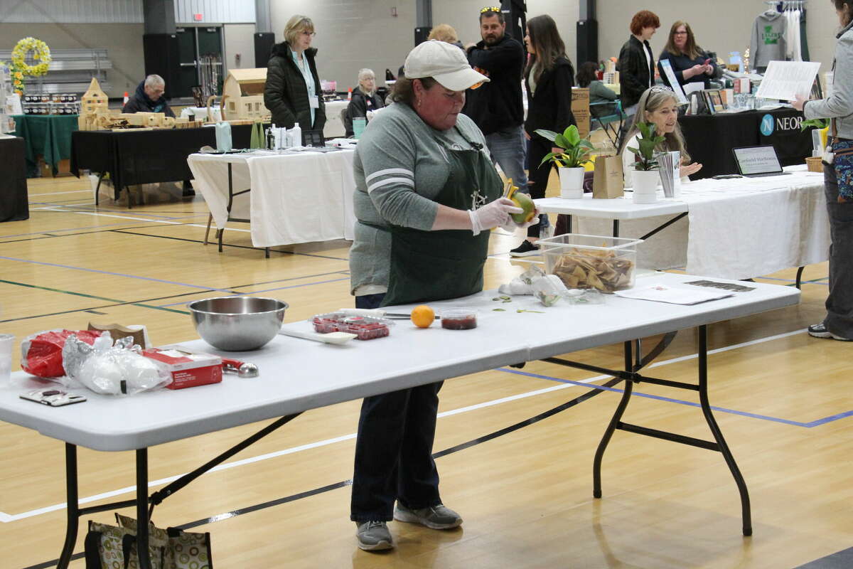 Cinamon Marker demonstrated how to make Fruit Salsa at the Tribune's Healthy Living Expo Saturday, March 11.