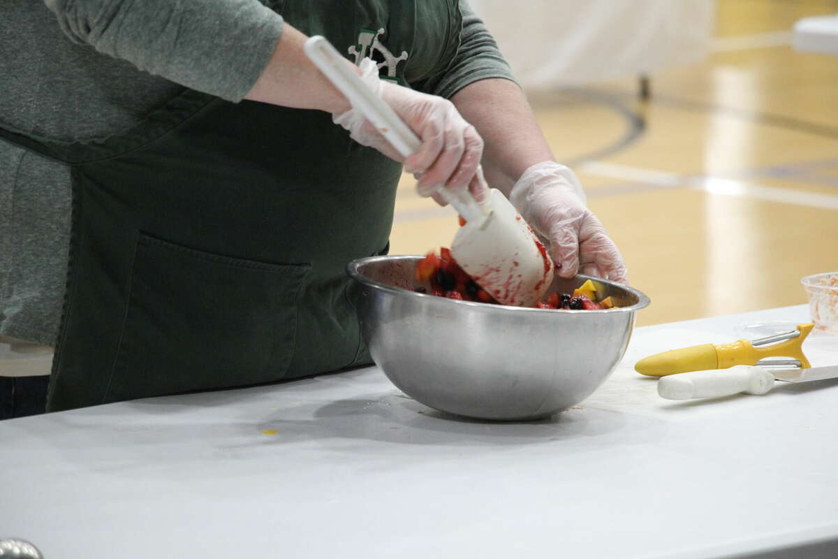 Cinamon Marker demonstrated how to make Fruit Salsa at the Tribune's Healthy Living Expo Saturday, March 11.