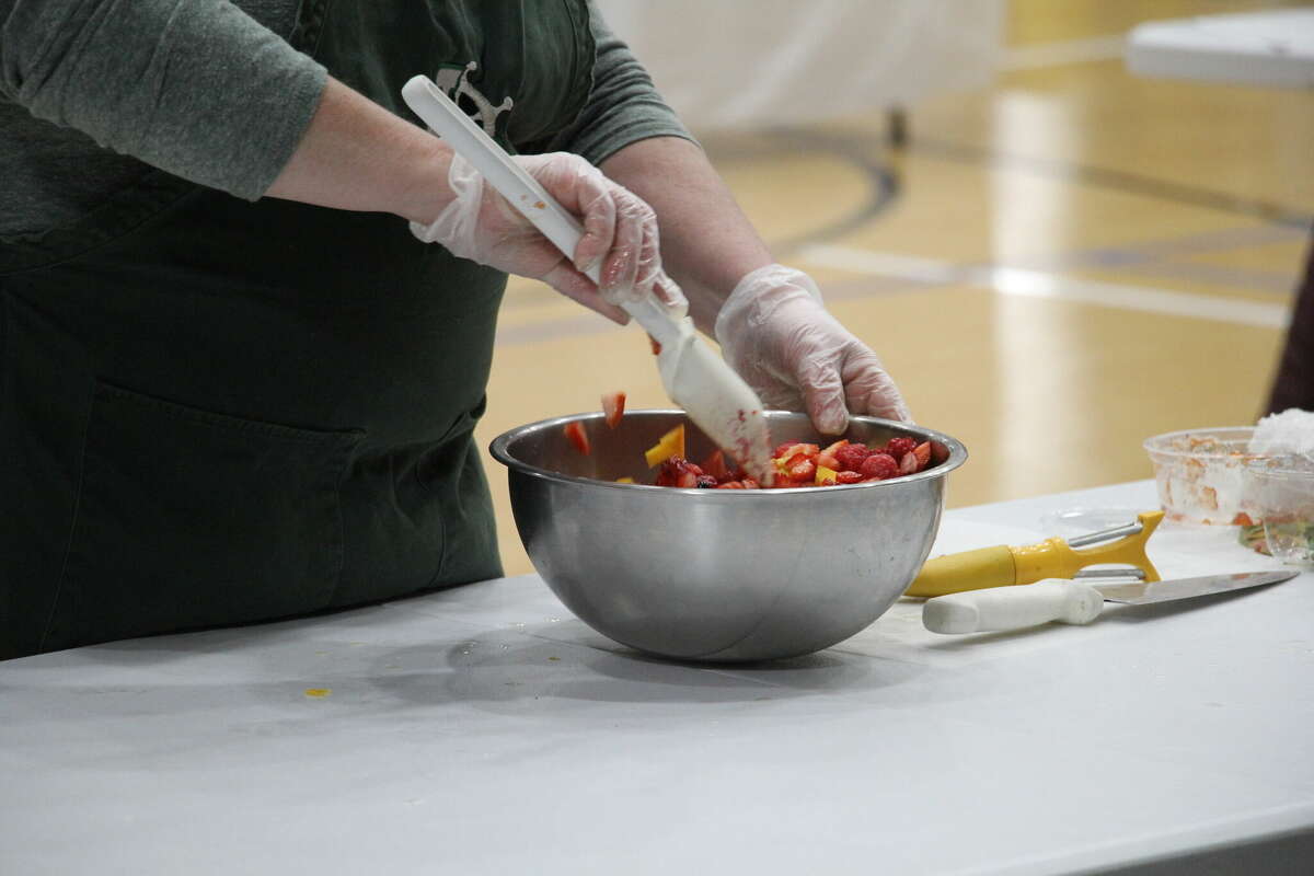 Cinamon Marker demonstrated how to make Fruit Salsa at the Tribune's Healthy Living Expo Saturday, March 11.