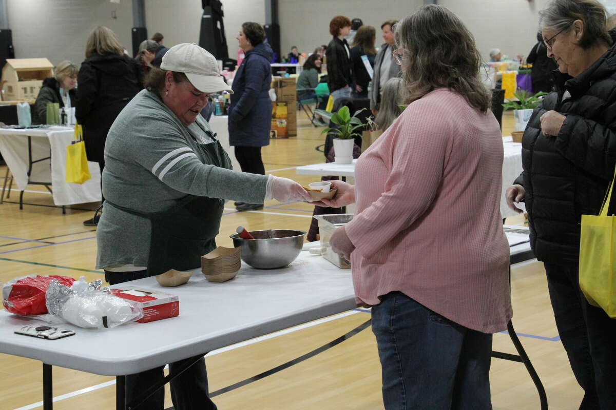 Cinamon Marker demonstrated how to make Fruit Salsa at the Tribune's Healthy Living Expo Saturday, March 11.