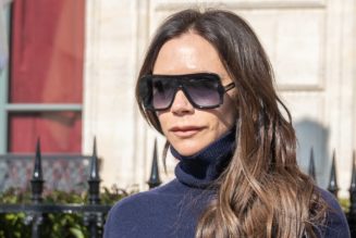 Victoria Beckham Casually Wears an Extreme Plunging Gown to Lounge Around a Pool