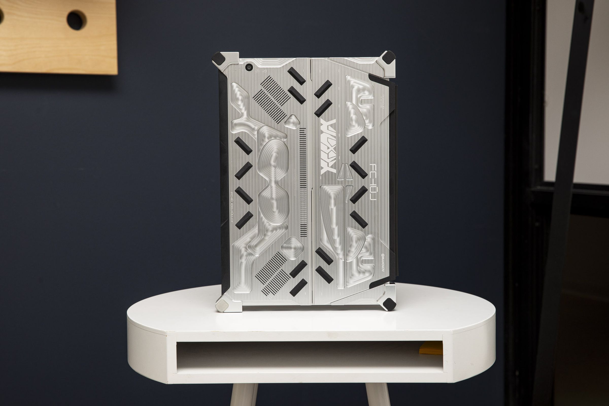 The ROG Flow Z13 stood vertically seen from the bottom.