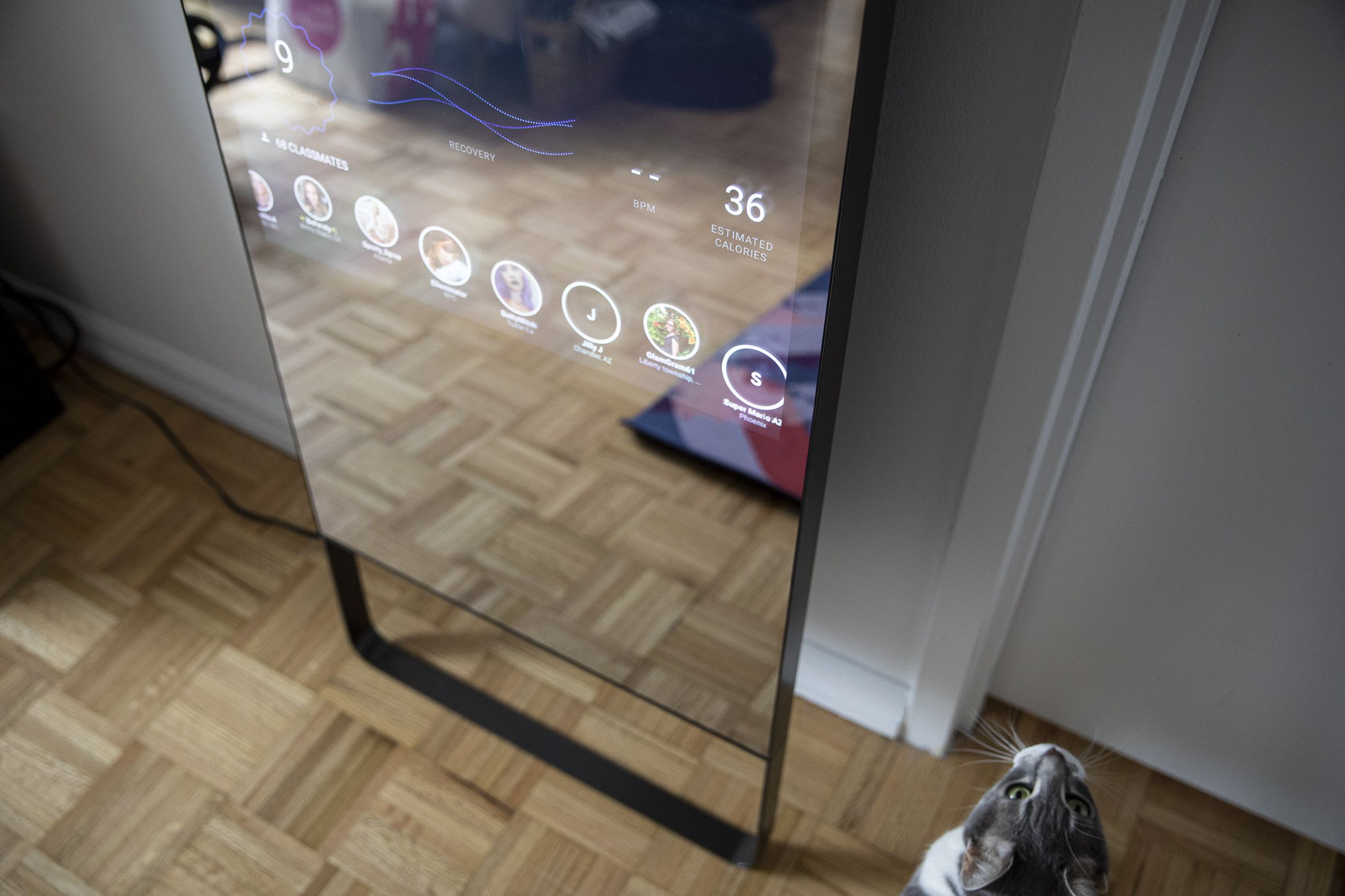 Bottom view of the Mirror showing horizontally scrolling list of fellow classmates.