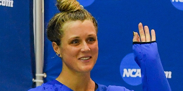 Kentucky swimmer Riley Gaines after tying for fifth place with University of Pennsylvania swimmer Lia Thomas in the 200 freestyle finals at the NCAA Swimming and Diving Championships on March 18, 2022, in Atlanta.