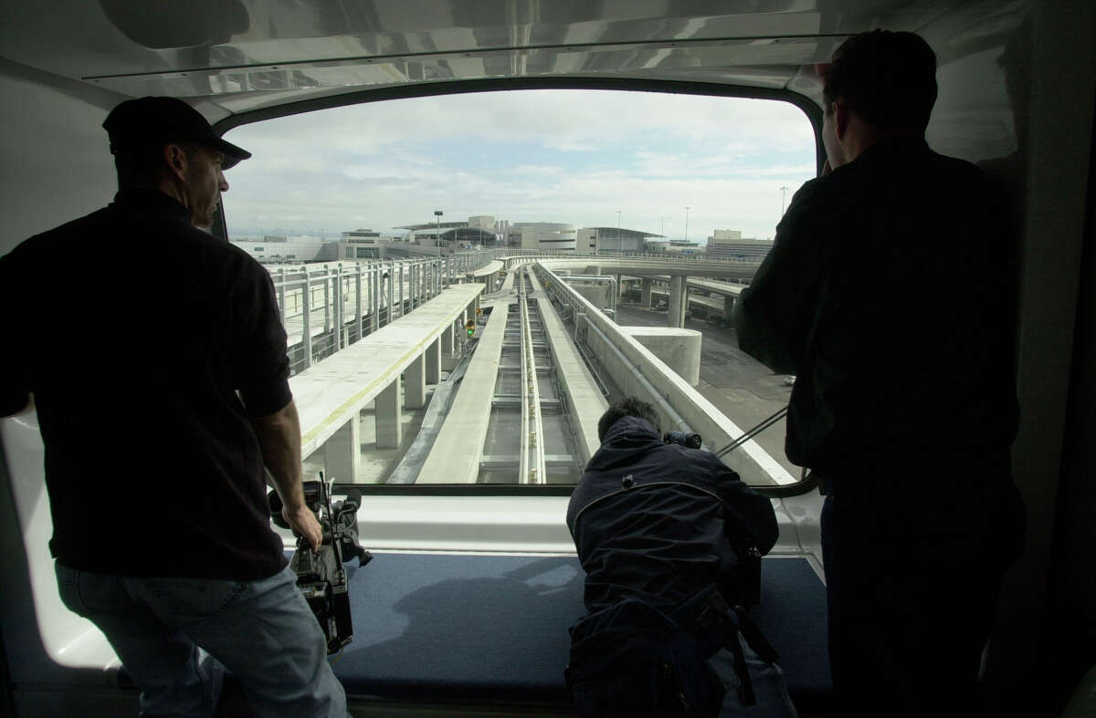 FILE: The Airtrain car rolls towards the international terminal at SFO in fall 2002. 