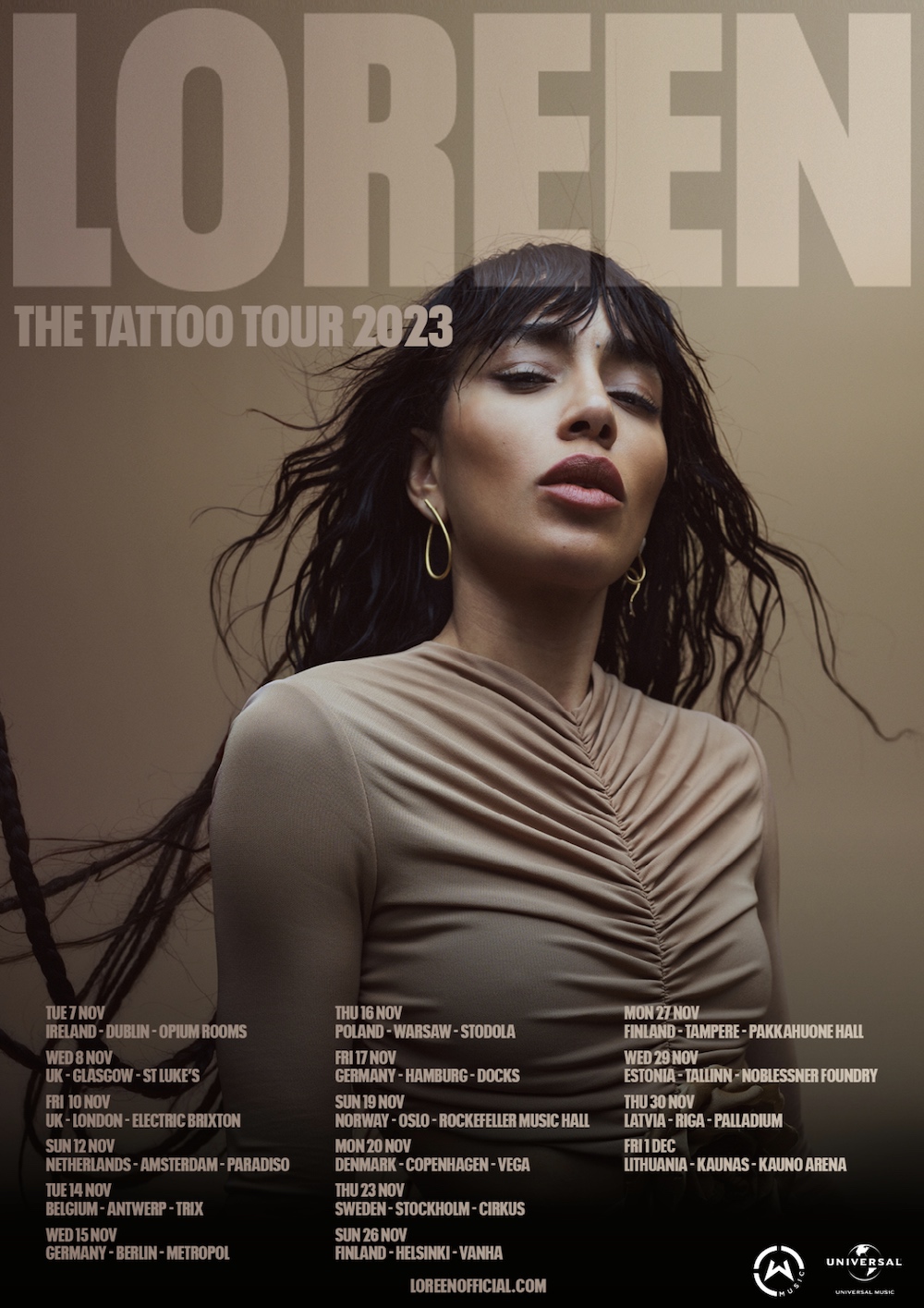 loreen tickets tattoo tour eurovision winner 2023 europe live dates poster artwork presale onsale how to buy