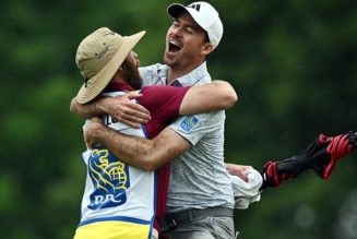 Adam Hadwin tackled by security after trying to celebrate fellow Canadian Nick Taylor's win
