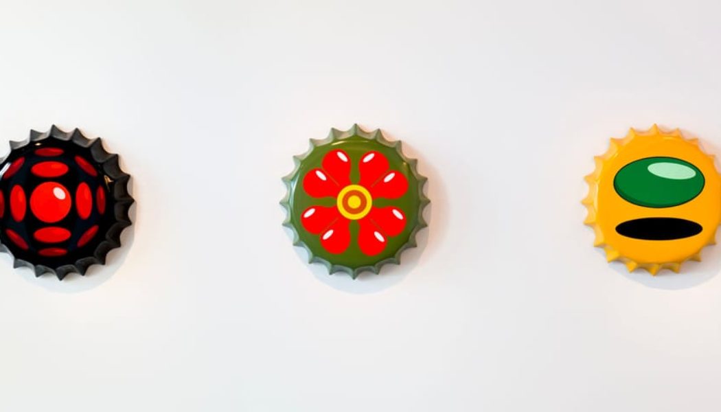 Ben Sanders' Giant Bottle Cap Artworks Take Over Marta Gallery