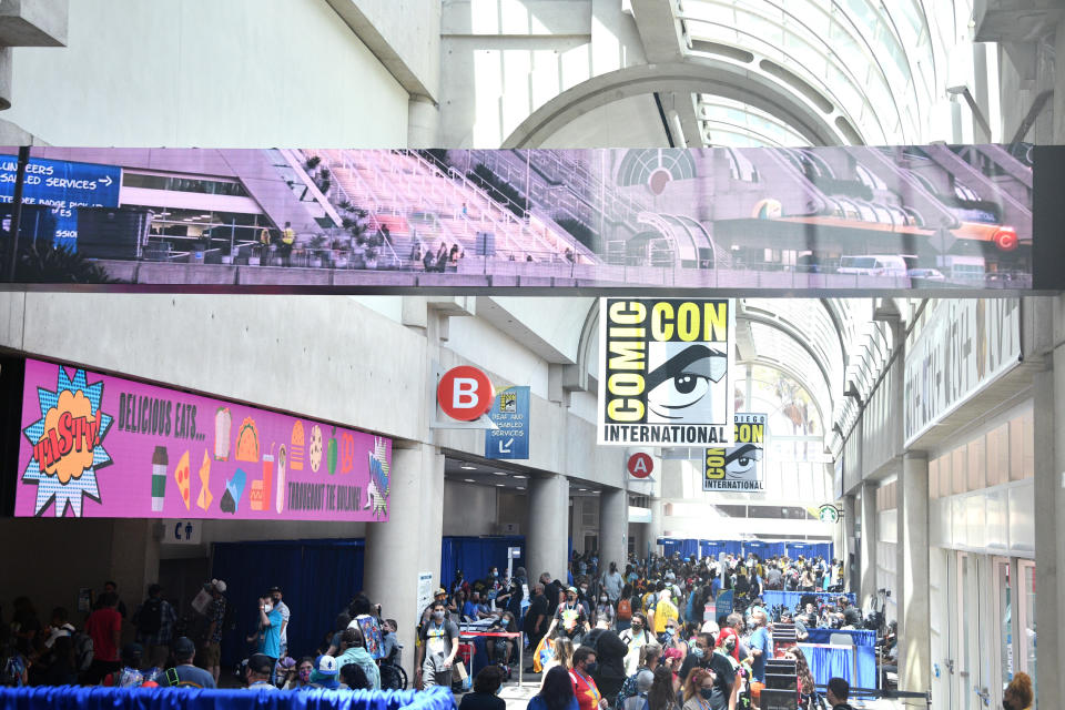 crowd inside the san diego convention center during comic con