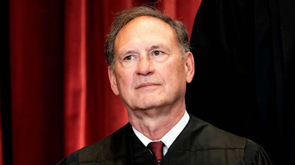PHOTO: FILE - Justice Samuel Alito sits during a group photo of the Justices at the Supreme Court in Washington, DC, April 23, 2021.