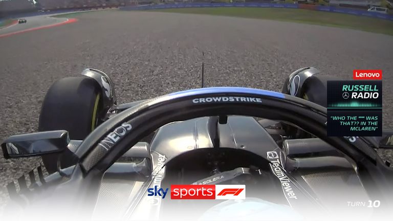 George Russell was forced to take evasive action in his Mercedes to avoid a collision with McLaren's Oscar Piastri in second practice.