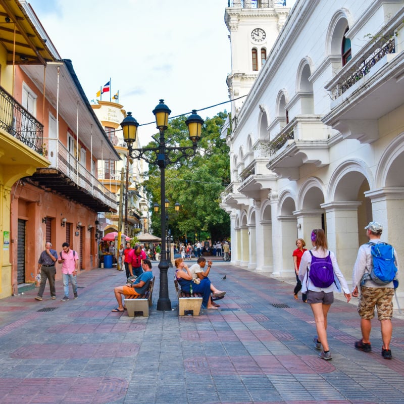 tourists walking in santo domingo