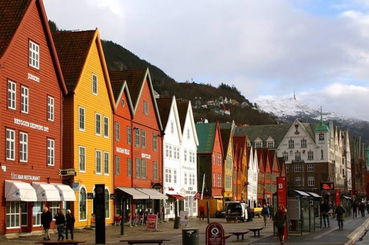 Bryggen's colourful houses in Bergen, Norway