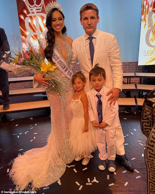 Dyrdek's wife was named Mrs. Queen of the World 2022. The couple are pictured here with their children, Kodah Dash and Nala Ryan