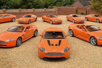 Collection of Eight Orange 2010 Aston Martins Are Heading to Auction