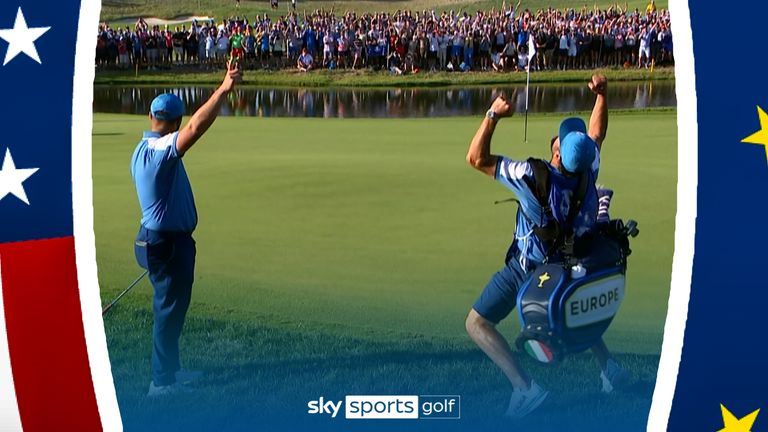 Jon Rahm chipped in for eagle to win the 16th and tie the match on Friday afternoon