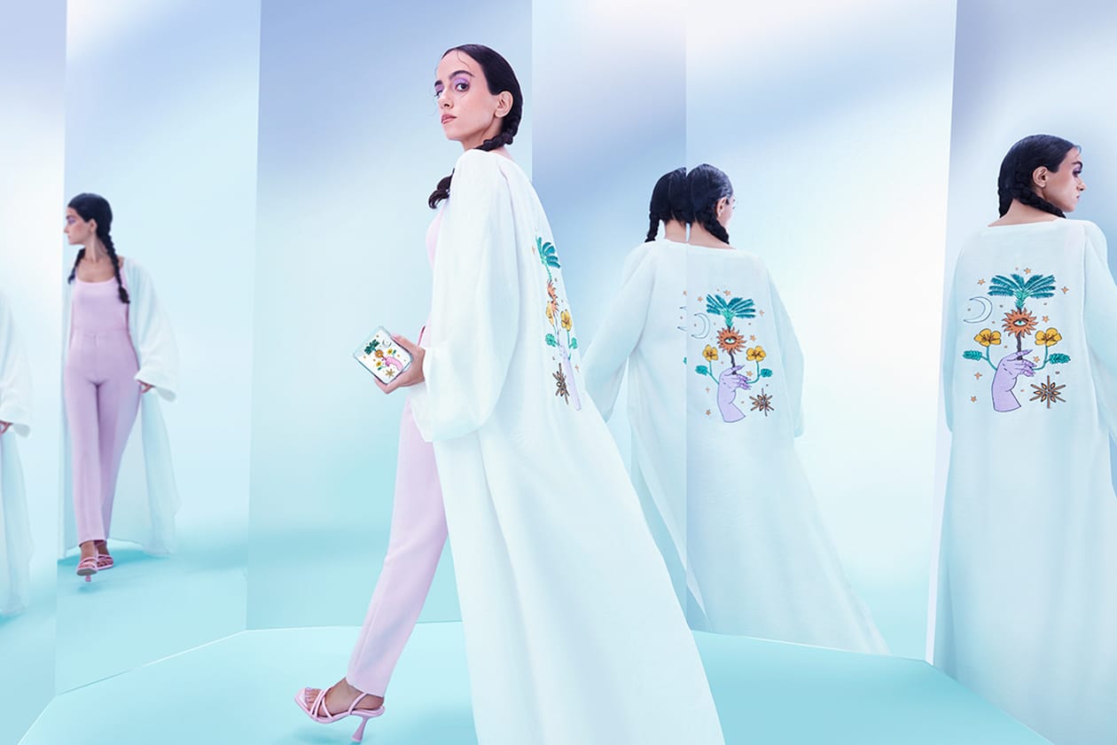 samsung galaxy z flip5 phone collection tote bag abaya illustrator nourie flayhan art inspiration palm trees