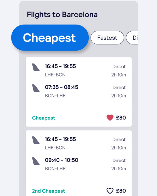 Skyscanner travel app screenshot
