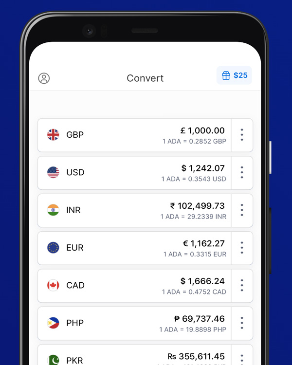 A screen shot of XE – one of the best travel apps