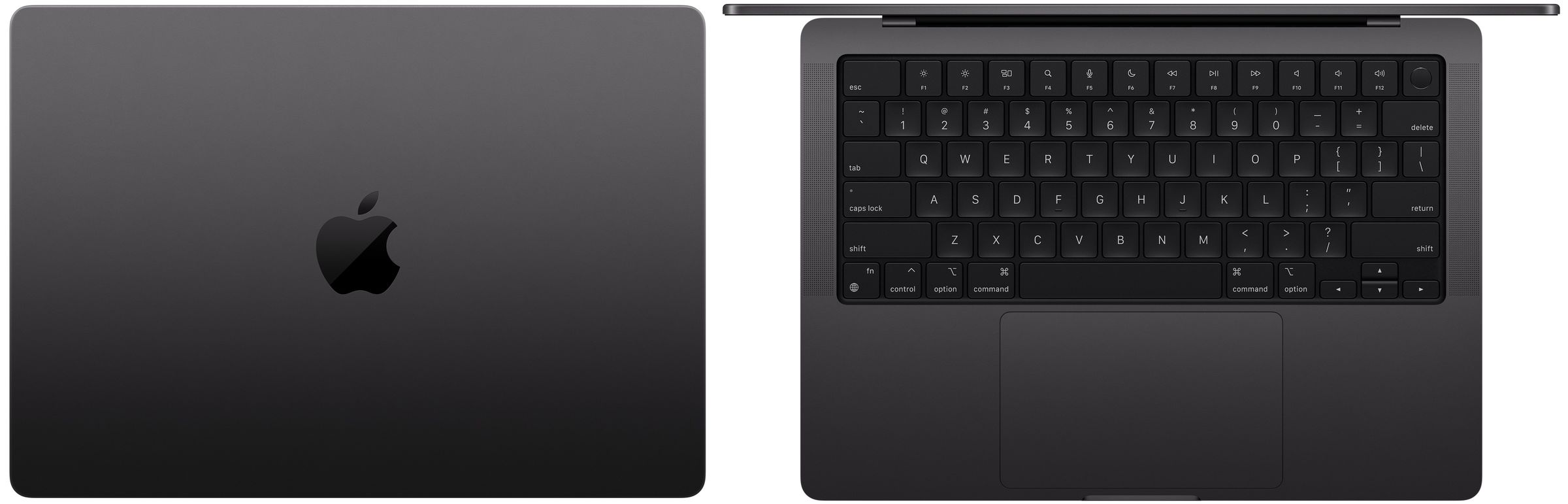 Marketing images of Apple’s space black MacBook Pro.