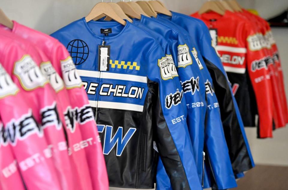 Leather jackets available for sale at Upper Echelon WRLD located at 839 Forsyth St. in Macon.